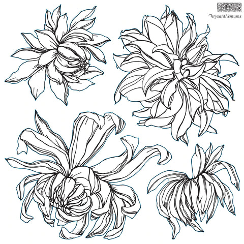 Iron Orchid Designs IOD Decor Stamp Chrysanthemums 12x12 | for crafting, decor, fabric, walls, DIY | Hooked by Debbie | Boerne, Texas shops and boutiques