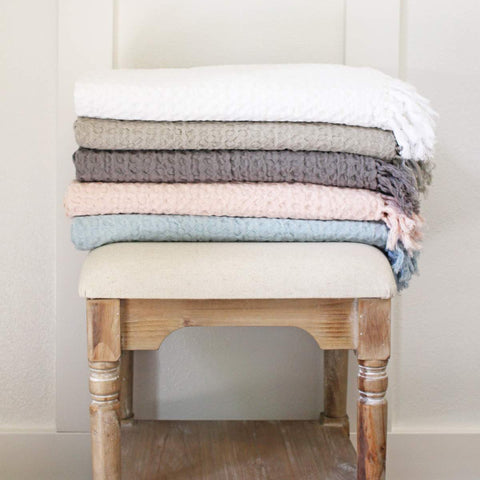 Porter Lane Home Waffle Weave Throw Accent Blanket in Ivory | Home decor accessories for a cozy home | Shop Hooked by Debbie online or in store at Corner Cartel | Boerne, San Antonio, Texas Hill Country